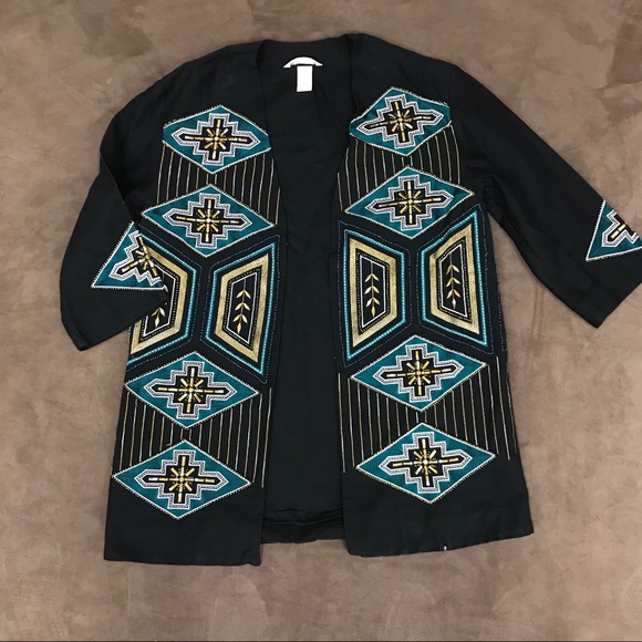 H&M Uniquely Embellished Tribal Embroidered Blazer - Picture 16 of 16